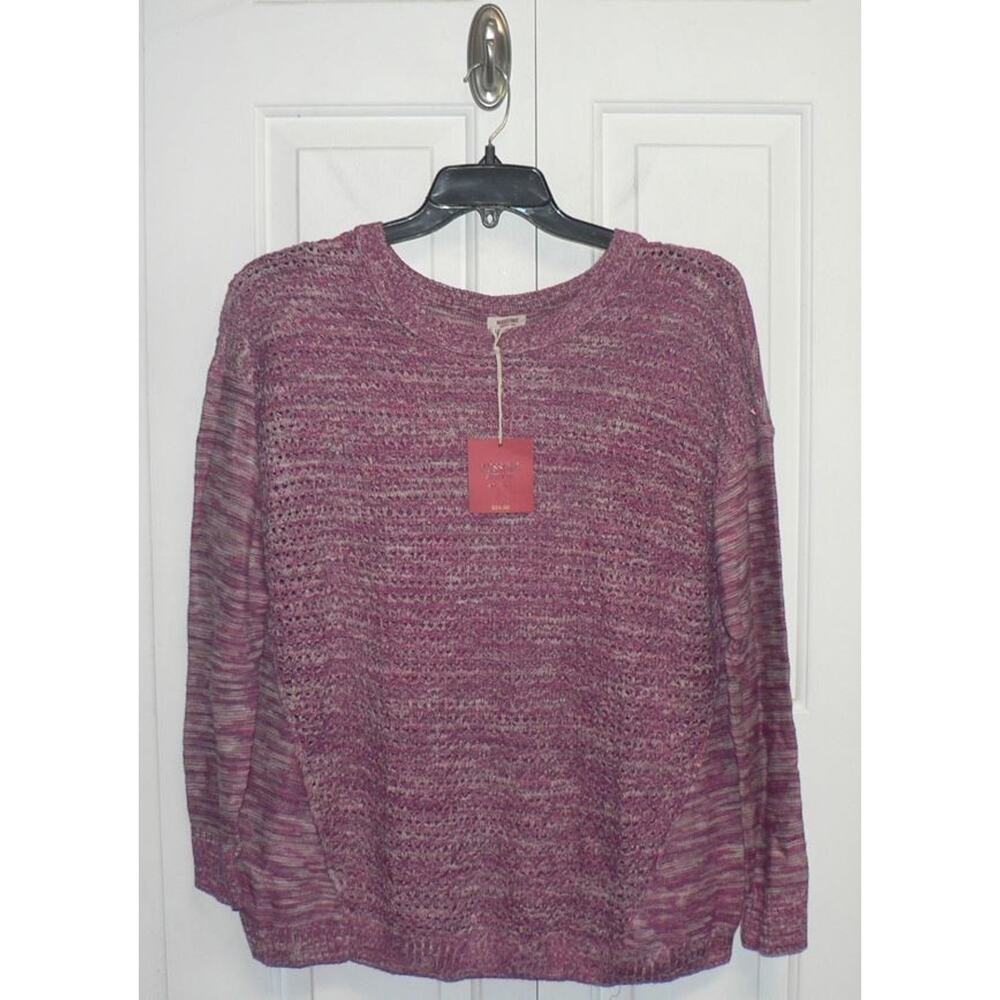 Mossimo Supply Co. Women's Plus Size Cotton Blend Crew Neck Sweater Fuschia 1X‎